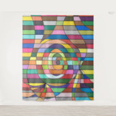 Colorful Striped Abstract with Spiral Center タペストリー (正面)