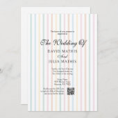 Colorful Striped Country Club Style Sage Wedding 招待状 (正面/裏面)