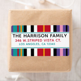 Colorful Striped Family Return Address Labels ラベル