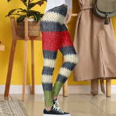 Colorful Striped Wool Sweater Graphic Knit Pattern レギンス