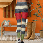 Colorful Striped Wool Sweater Graphic Knit Pattern レギンス