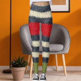Colorful Striped Wool Sweater Graphic Knit Pattern レギンス