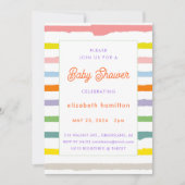 Colorful Stripes Baby Shower Invitation 招待状 (正面)