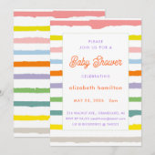 Colorful Stripes Baby Shower Invitation 招待状 (正面/裏面)
