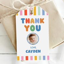 Colorful Stripes Boy 1st Birthday Photo