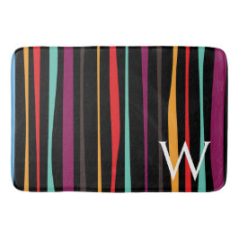 Colorful stripes custom monogram Bath Mat バスマット