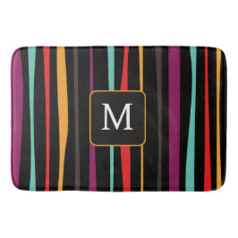 Colorful stripes custom monogram Bath Mat バスマット
