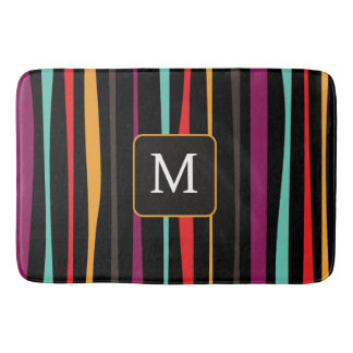 Colorful stripes custom monogram Bath Mat バスマット
