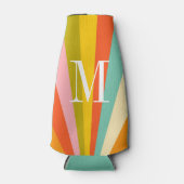 Colorful stripes retro monogram  ボトルクーラー (正面)