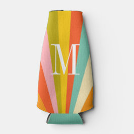 Colorful stripes retro monogram  ボトルクーラー