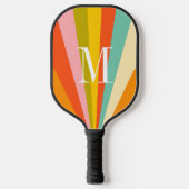 Colorful stripes retro monogram Pickleball Paddle ピックルボールラケット (正面)