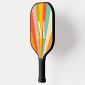 Colorful stripes retro monogram Pickleball Paddle ピックルボールラケット (左)