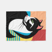 Colorful Stylize Cat フリースブランケット (正面(横))
