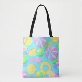 COLORFUL SUMMER AND BEACH THEMED SCENE トートバッグ