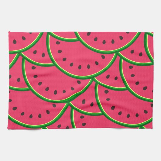 Colorful Summer Fun Watermelon Pattern キッチンタオル (横)