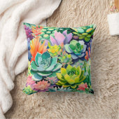 Colorful Summer Succulent Botanical Garden クッション (ブランケット)
