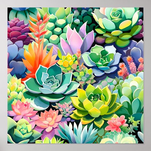 Colorful Summer Succulent Botanical Garden ポスター (正面)