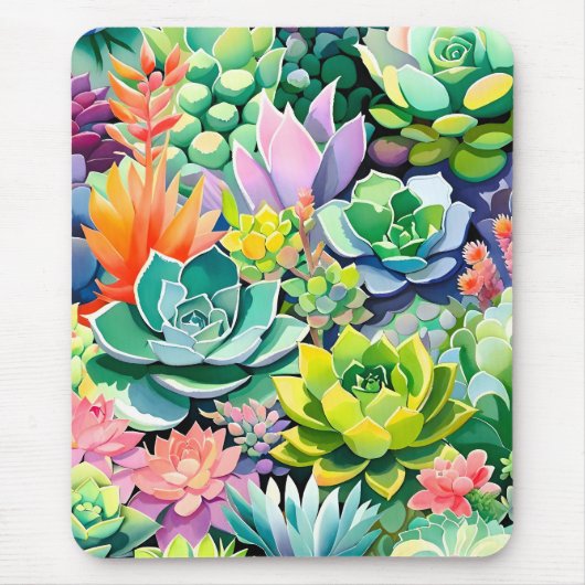 Colorful Summer Succulent Botanical Garden マウスパッド (正面)