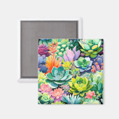 Colorful Summer Succulent Botanical Garden マグネット (正面/裏面)