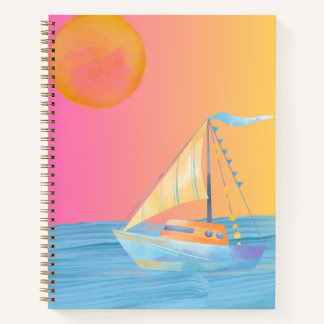 Colorful Sun Moon Ocean Sailing Boat ノートブック