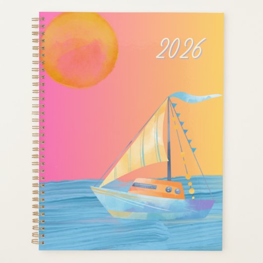 Colorful Sun Moon Ocean Sailing Boat プランナー手帳 (正面)