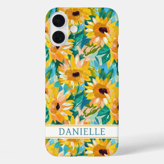 Colorful Sunflower Painting Monogrammed Case-Mate iPhoneケース (裏面)