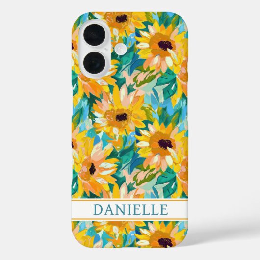 Colorful Sunflower Painting Monogrammed Case-Mate iPhoneケース (裏面)
