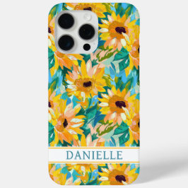 Colorful Sunflower Painting Monogrammed iPhone 15 Pro Maxケース