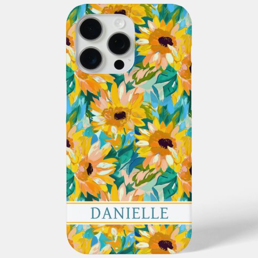 Colorful Sunflower Painting Monogrammed Case-Mate iPhoneケース (裏面)