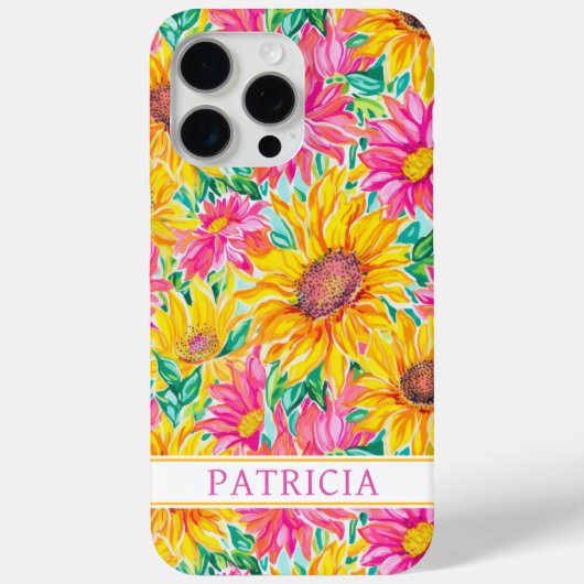 Colorful Sunflowers Painting Monogrammed Case-Mate iPhoneケース (裏面)