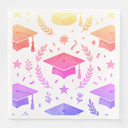 Colorful Sunset Ombre Graduation Cap Pattern Class (正面)