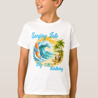 Colorful Surfing Beach tropical kid's birthday Tシャツ