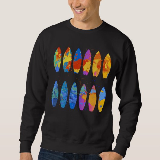 Colorful Surfing Surfer Surfboard Graphic スウェットシャツ (正面)