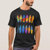 Colorful Surfing Surfer Surfboard Graphic Tシャツ (正面)