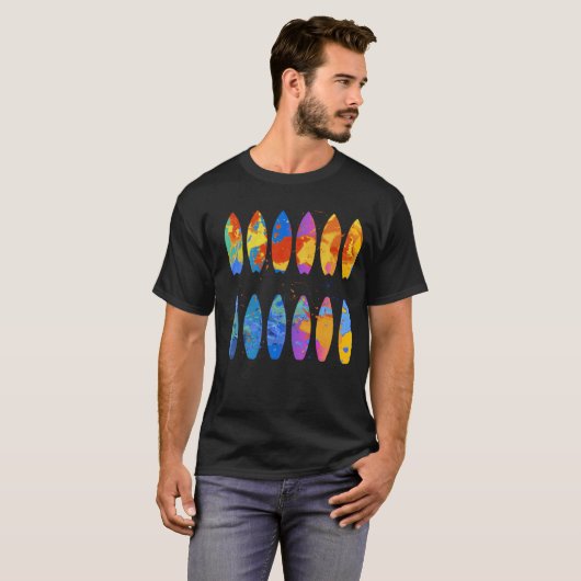 Colorful Surfing  Surfer Surfboard Graphic Tシャツ (正面フル)