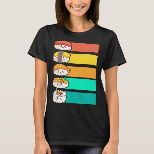 Colorful Sushi Japanese Food Sashimi Tシャツ (正面)