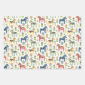 Colorful Swedish Dala Horses ラッピングペーパーシート (正面2)