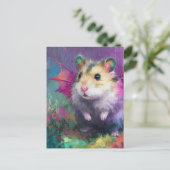 Colorful Sweet Hamster Dragon Watercolor ポストカード (スタンド正面)