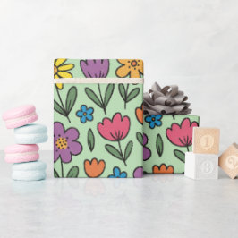 Colorful Sweet Spring Flowers Wrapping Paper Roll ラッピングペーパー