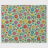 Colorful Sweet Spring Flowers Wrapping Paper Roll ラッピングペーパー (フラット)