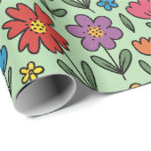 Colorful Sweet Spring Flowers Wrapping Paper Roll ラッピングペーパー (ロールコーナー)
