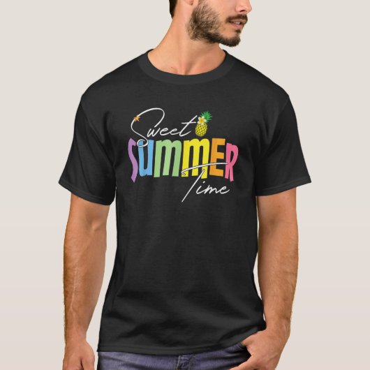 Colorful Sweet Summer Time Graphic  Pineapple Vaca Tシャツ (正面)