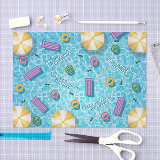 Colorful Swimming Pool Accessories Summer Birthday 薄葉紙 (クラフト)