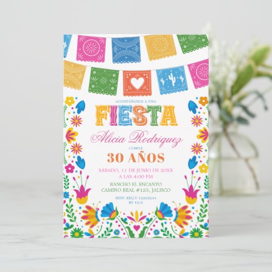 Colorful Talavera Mexican Fiesta Birthday 招待状 (スタンド正面)