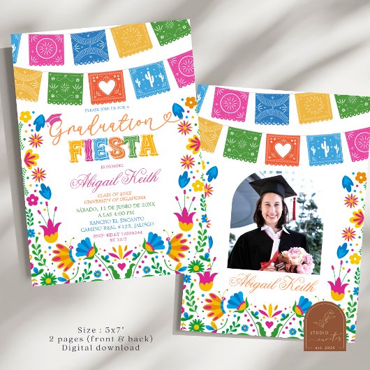 Colorful Talavera Mexican Graduation Fiesta 招待状