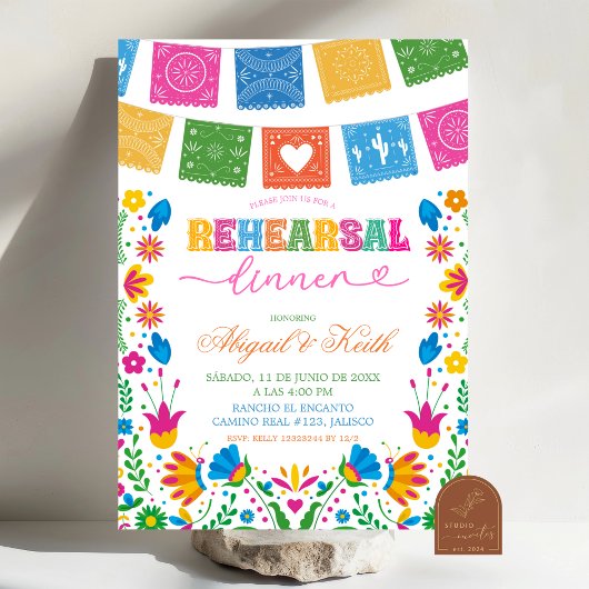 Colorful Talavera Mexican Rehearsal Dinner 招待状