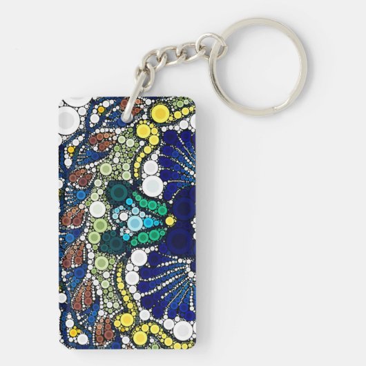 colorful talavera pottery mexican blue photo art  キーホルダー (裏面)