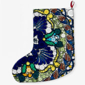 colorful talavera pottery mexican blue photo art  ラージクリスマスストッキング (裏面)