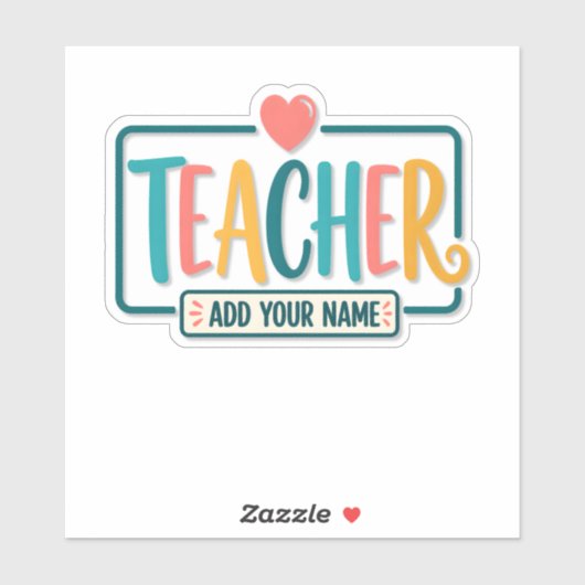 Colorful Teacher Personalized Name Sign シール (シート)