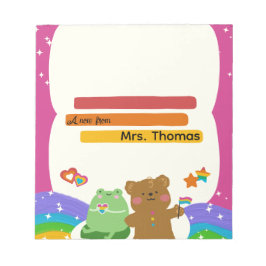 Colorful Teddybear Rainbow Teacher Notepad ノートパッド